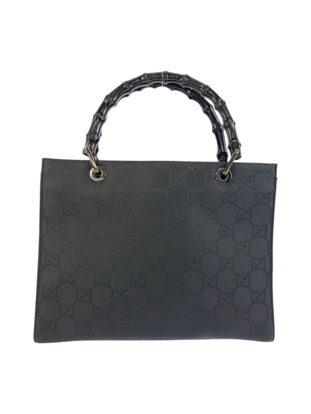 Gucci Bamboo GG Pattern Black Nylon Tote Bag